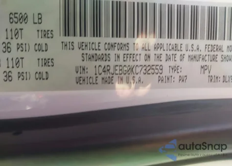 2019 Jeep Grand Cherokee Limited 4X2 z USA, uszkodzony, nr VIN 1C4RJEBG0KC732559